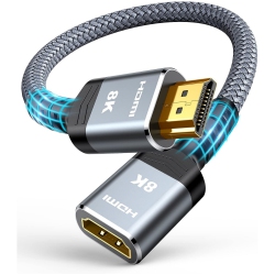 NIERBO 1Ft/0.3M, HDMI Extension Cable Male-Female Adapter for Tv, 4K120Hz 8K60Hz 2.1 High Speed 48GBps, Compatible Google Chrome Cast, Roku Stick