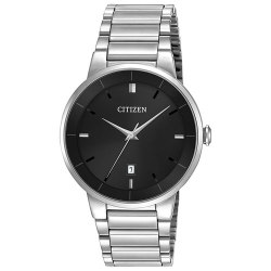 CITIZEN Quartz Watch 40MM Men's Watch - Silver-Tone Case, Bracelet & Dial In Black
