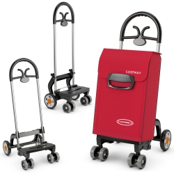 COSTWAY Folding Shopping Cart Utility Hand Truck With Rolling Swivel Wheels, Removable Bag & Cozy Handle
