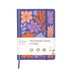 RILEYS & CO. Password Book With Alphabetical Tabs, Password Keeper, Password Books for Seniors, Password Notebook (8 X 6 Inches - Floral) In Purple