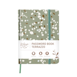 RILEYS & CO. Terrazzo Elegance Password Book | Alphabetical Tabs, Password Organizer, Secure Internet & Website Login Keeper (Green, 8 X 6 Inches)