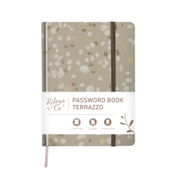 RILEYS & CO. Terrazzo Elegance Password Book | Alphabetical Tabs, Password Organizer, Secure Internet & Website Login Keeper (Beige, 8 X 6 Inches)