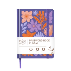 RILEYS & CO. Password Book With Alphabetical Tabs, Password Keeper, Password Books for Seniors, Password Notebook (6 X 5 Inches - Floral) In Purple