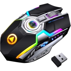 ULTREND Ergobeam Wireless Rechargeable Gaming Mouse Mice Souris, RGB Backlit 7 Buttons 1600Dpi for PC Gamer Laptop Desktop Chromebook Mac