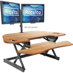 ROCELCO Teak Cadrt-46-Dm2 Corner Adjustable Height Desk Riser 46" & Dual Monitor Desk Mount Bundle