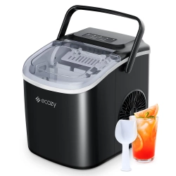 ECOZY Portable Countertop Ice Maker - 9PCs Ice Cubes In 6 Minutes, 26 Lbs Daily Output, Self-Cleaning \w Ice Bags, Scoop, And Basket - Utensils