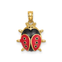 GEM AND HARMONY 14K Gold Ladybug Charm With Enamel ( No Chain) In Yellow