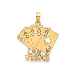 GEM AND HARMONY 14K Gold Las Vegas Playing Cards Charm Pendant (No Chain) In Yellow