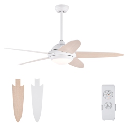 COSTWAY 52" Ceiling Fan With Led Lights & Remote Control 1/2/4/8H Timer & 3 Fan Speeds