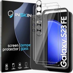 INSKIN Screen Protector for Samsung Galaxy S23 Fe 5G (6.4 Inch, 2023) - 2+2 Tempered Glass for Screen & Camera Lens, Auto-Align Installation, Plasma