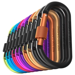 AXGEAR Cargo Carabiner Clips D Ring Sharp Key Hook Buckle W Screw Gate 10 PCs Aluminum
