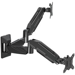 NIERBO Dual Monitor Wall Mount for 2 Computer Screen Up to 32 Inch, Gas Spring Double Monitor Arm Holds Up to 17.6Lbs Each, Full Motion Adjustable