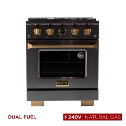 KUCHT Professional 30-Inch 4.2 Cu. Ft. 4 Burners Dual Fuel Range for Natural Gas In Gemstone With Horus Thermostat