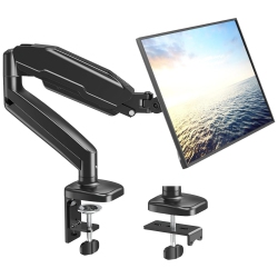 NIERBO Single Monitor Desk Mount - Articulating Gas Spring Arm, Removable Vesa Stand With Clamp And Grommet Base Fits 13 to 32 Inch Computer Monitors
