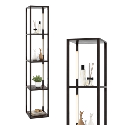 COSTWAY 64" Modern Shelf Floor Lamp With 3-Level Dimmable Led Bulbs And Rotatable Poles