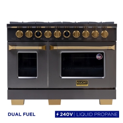 KUCHT Professional 48-Inch 8 Burners Double Oven Dual Fuel Range for Propane Gas In Gemstone With Horus Thermostat