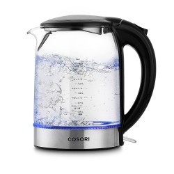 COSORI 1.7L Electric Kettle Glass, Tea Kettle, Water Boiler, 1500W Fast Boiling With Stainless Inner Lid And Pot, Led I