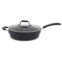STARFRIT The Rock 30Cm (12") Non-Stick Jumbo Cooker Pan With Lid - Durable Forged Aluminum - Oven Safe - In Black