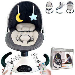 P@B PBELL Pb Pbell Baby Swing for Infants, Bluetooth Music Speaker 5 Speeds And Remote Control. Five-Point Seat Belt. (Dark Grey)