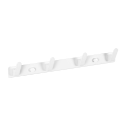 HIKOLAYAE Metal Wall Hooks, 4 Horizontal Hooks, Bathroom Kitchen Entry Organiser In White