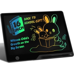NONE Lcd Writing Tablet for 3-8 Kids, Rechargeable 16 Inch Doodle Board, Preschool Learning Toys Christmas Birthday Gift for 3-8 Year Old Girls Boys