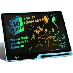 NONE Lcd Writing Tablet for 3-8 Kids, Rechargeable 16 Inch Doodle Board, Preschool Learning Toys Christmas Birthday Gift for 3-8 Year Old Girls Boys