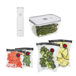 ZWILLING Fresh & Save Vacuum Sealer Machine Starter Set, 6 Piece Bpa-Free Sous Vide, Meal Prep Container Set - Glass