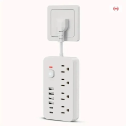 GENER 10-In-1 Multi-Plug Power Strip \w Surge Protection, 4 Ac Outlets, 4 USB Ports, 2 Type-C Ports, Switch, Portable for Office, Home, Travel –