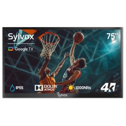 SYLVOX 75” Outdoor Smart Tv - 4K Uhd, Google Tv, 1000 Nits Brightness, Ip55 Waterproof, Chromecast & Google Assistant - Deck Pro 2.0