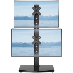 NIERBO Vertical Dual Monitor Stand for 2 Computer Screen Up to 32 Inch, Stacked Monitor Mount, Free-Standing Monitor Desk Stand \w Swivel, Tilt