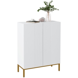 HOMCOM Modern Shoe Cabinet \w Soft-Close Doors, 15-20 Pair Footwear Shoe Storage Cabinet \w Adjustable Shelves And Metal Legs for Entryway, Hallway