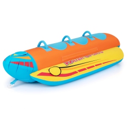COSTWAY 3-Person Inflatable Banana Boat With Boating & Water Sports 3 Eva-Padded Seats