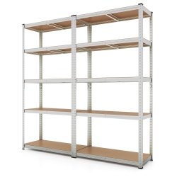 COSTWAY 2 PCs 5 Tier Adjustable Garage Shelving Unit With 2000 Lbs Max Load for Warehouse