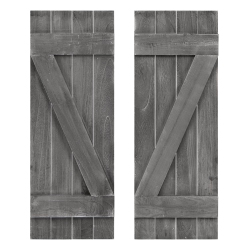COSTWAY Window Shutter 2 PCs Reclaimed Paulownia Wood Wall Decor With Antiqued Surface