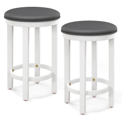 COSTWAY Bar Stools Set Of 2 Counter Height Stools With Round Seat & Footrest for Kitchen