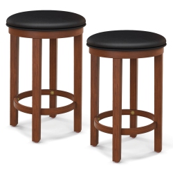 COSTWAY Bar Stools Set Of 2 Counter Height Stools With Round Seat & Footrest for Kitchen