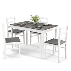 COSTWAY 5-Piece Dining Set Solid Wood Kitchen Furniture With Rectangular Table & 4 Chairs