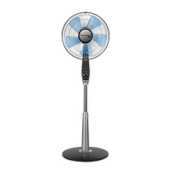 ROWENTA Vu5670 Turbo Silence Stand Fan Oscillating Fan With Remote Control, Standing Fan, 5-Speed In Silver