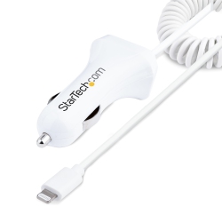 STARTECH Lightning Car Charger With Coiled Cable (USBlt2PCarw2) - In White