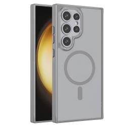 XCRS Frosted Back Frame Matte Clear Magsafe Samsung Galaxy S24 Ultra Case, Full Camera Lens Protection, Translucent Magnetic Slim Hard Cover