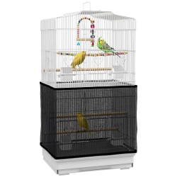 PAWHUT 36" Bird Cage for Finches, Canaries Budgies, Parrot Cage With Accessories, Handle, Mesh Cover, Tray In White