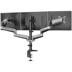 NIERBO Triple Monitor Mount for 17 to 32 Inch Screens, Gas Spring Adjustment Triple Monitor Stand With Swivel, Tilt, Rotation, Clamp & Grommet Kit
