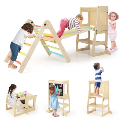 COSTWAY 7-In-1 Toddler Climbing Toy Set With Reversible Ramp Convertible Step Stool
