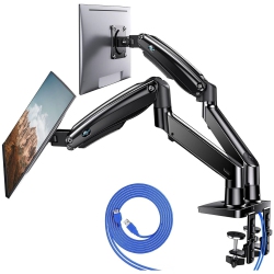 NIERBO Dual Monitor Stand for 13 to 35 Inch, Premium Dual Monitor Mount \w USB, Height Adjustable Monitor Stands for 2 Monitors, Vesa Bracket \w