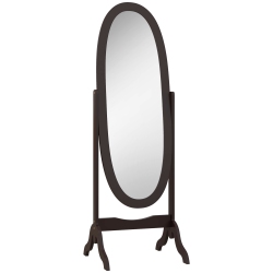 HOMCOM Full Length Mirror, Free Standing Full Body Mirror With Oval Frame, Adjustable Angle for Dressing Room, Bedroom, Living Room, Coffee
