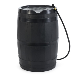 FCMP OUTDOOR Rc45-Blk Rain Barrel (45-Gallon) - Water Rain Catcher Barrel With Flat Back for Watering Outdoor Plants