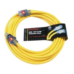 CENTURY WIRE & CABLE Prostar 25' 12/3 Sjtw Heavy-Duty Lighted Extension Cord, D11712025Yl In Yellow