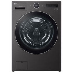 Open Box - LG 5.7 Cu. Ft. High Efficiency Electric Washer & Dryer Combo - Black Steel - Scratch & Dent