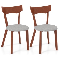 COSTWAY Wooden Armless Dining Chair Set Of 2 With Rubber Wood Legs Padded Seat Cushion
