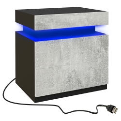 HOMCOM Nightstand, End Side Table With Led Lights, Bedside Table With 2 Drawers, for Bedroom, Cement In Grey